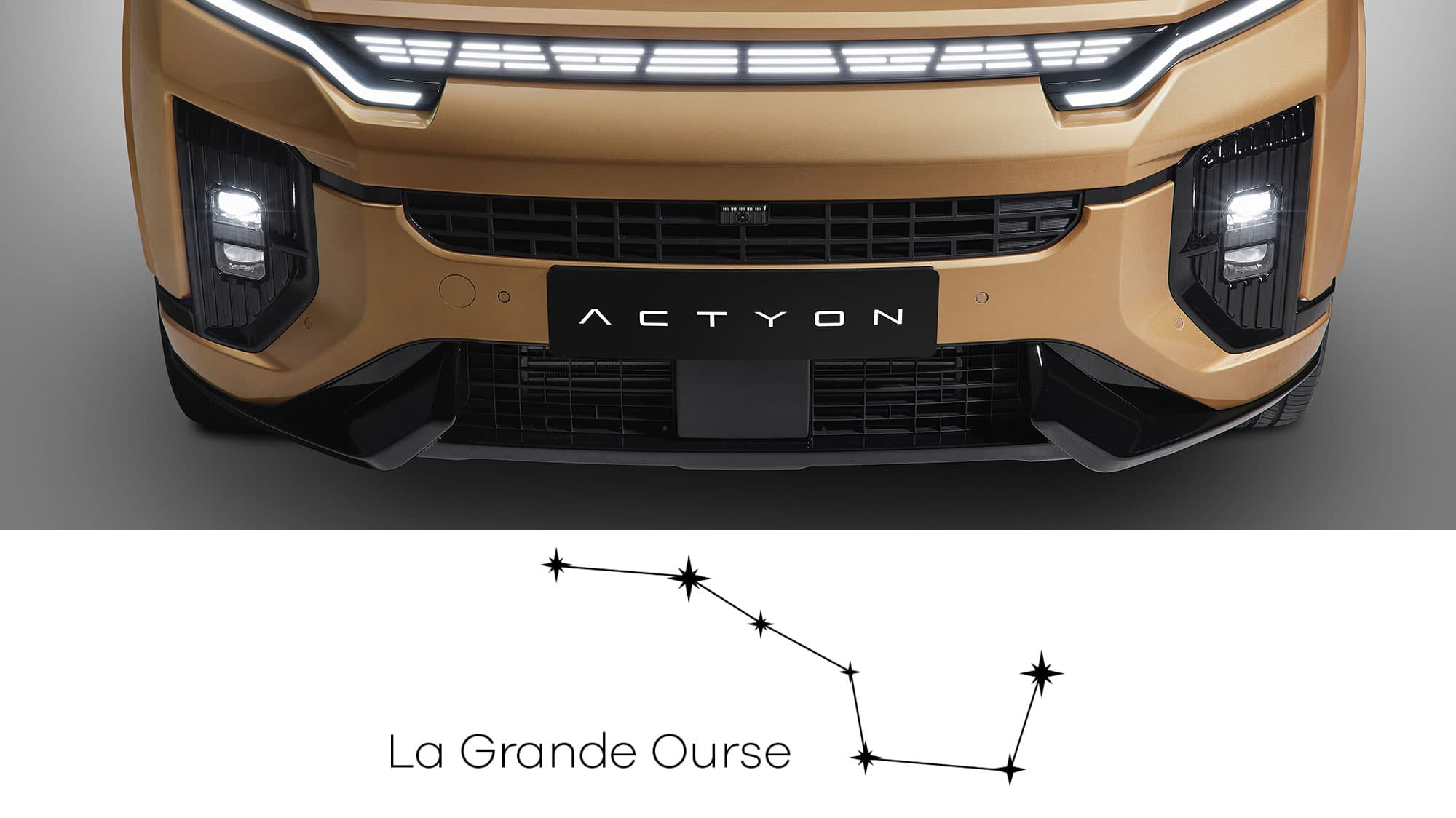 KGM Actyon voluminous hood with big dipper