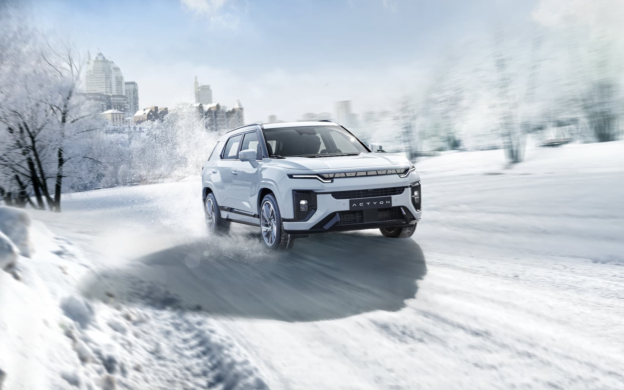 KGM Actyon all wheel drive in the snow